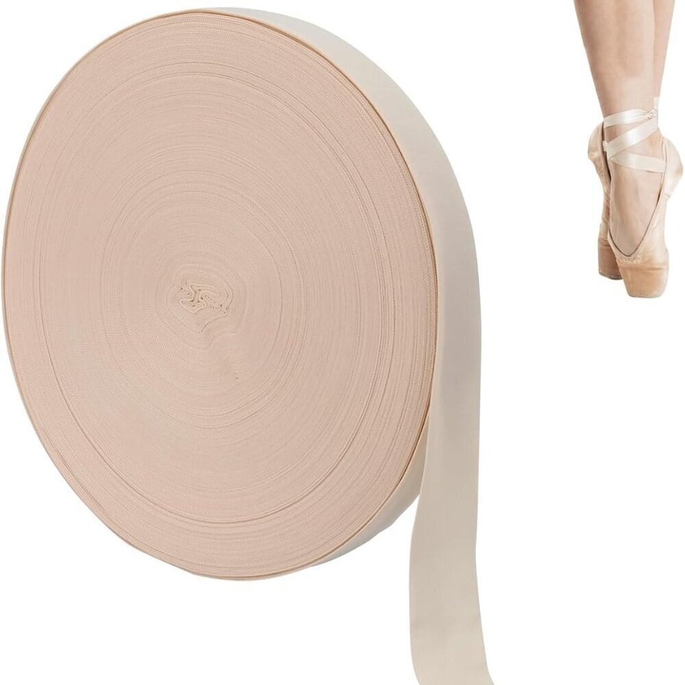 Ballet Elastic Ribbon Roll 54.7 Yards Satin Stretch Pink for Shoe Accessories